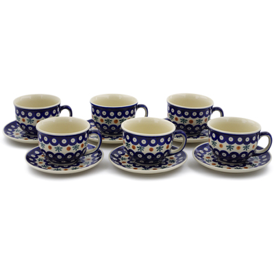 Set of 6 Cups with Saucers