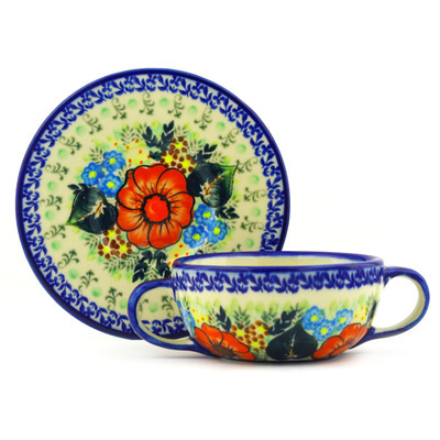 Pattern D109 in the shape Bouillon Cup with Saucer