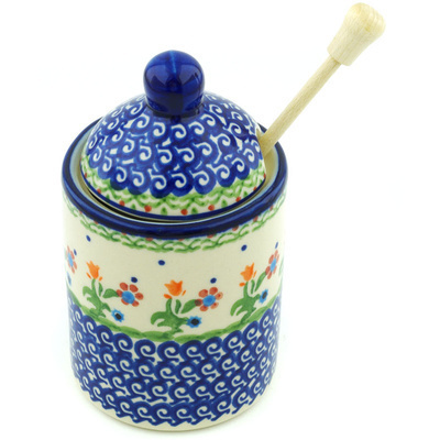Honey Jar with Dipper in pattern D19
